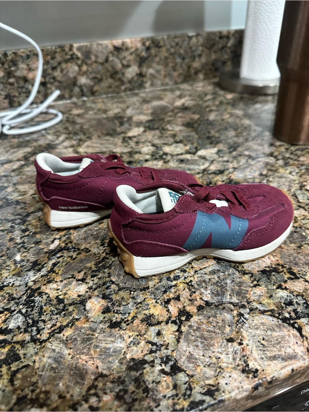 New Balance Kids Burgundy and Blue Accent Sneakers